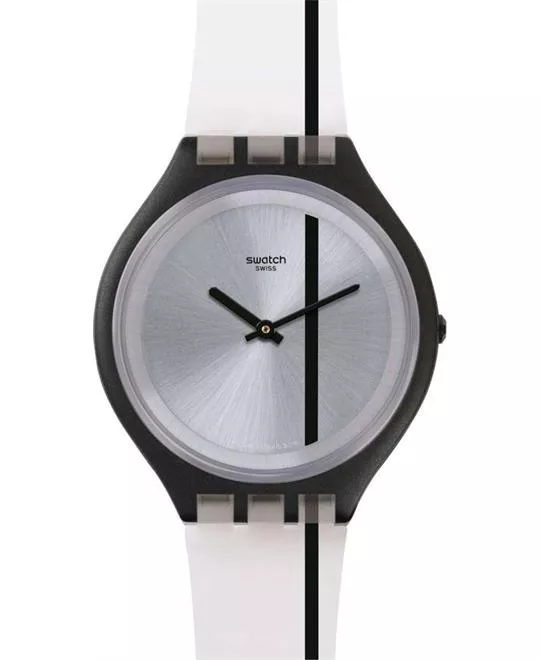Swatch Skinthrough Black Silicone Swiss Watch 40mm
