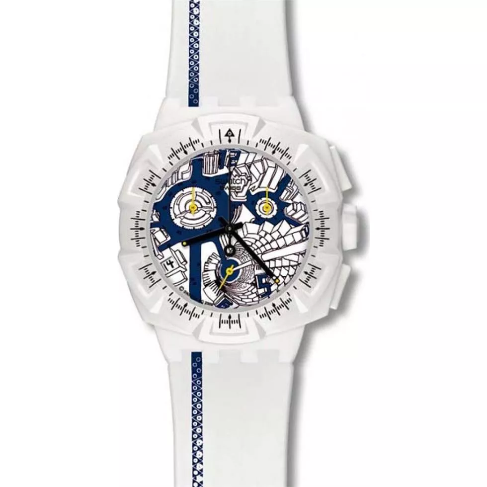 Swatch Swiss Map blue chronograph men's watch 43mm