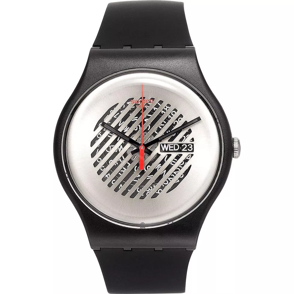 Swatch Unisex Swiss Black Silicone Watch 41mm 