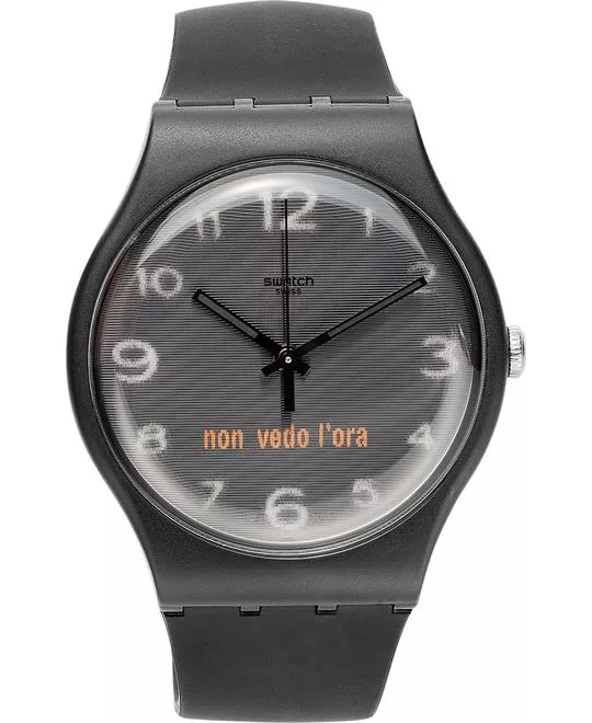 Swatch Unisex Swiss Black Silicone Watch 41mm 