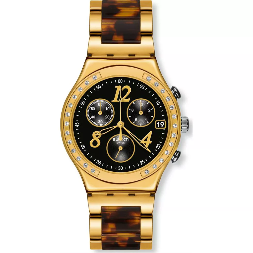 Swatch Unisex Swiss Chronograph Dreamnight 14 Golden Watch 43mm 
