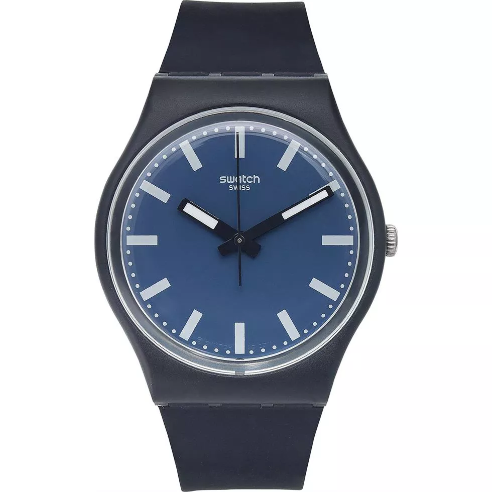 Swatch Unisex Swiss Nightsea Silicone Watch 34mm