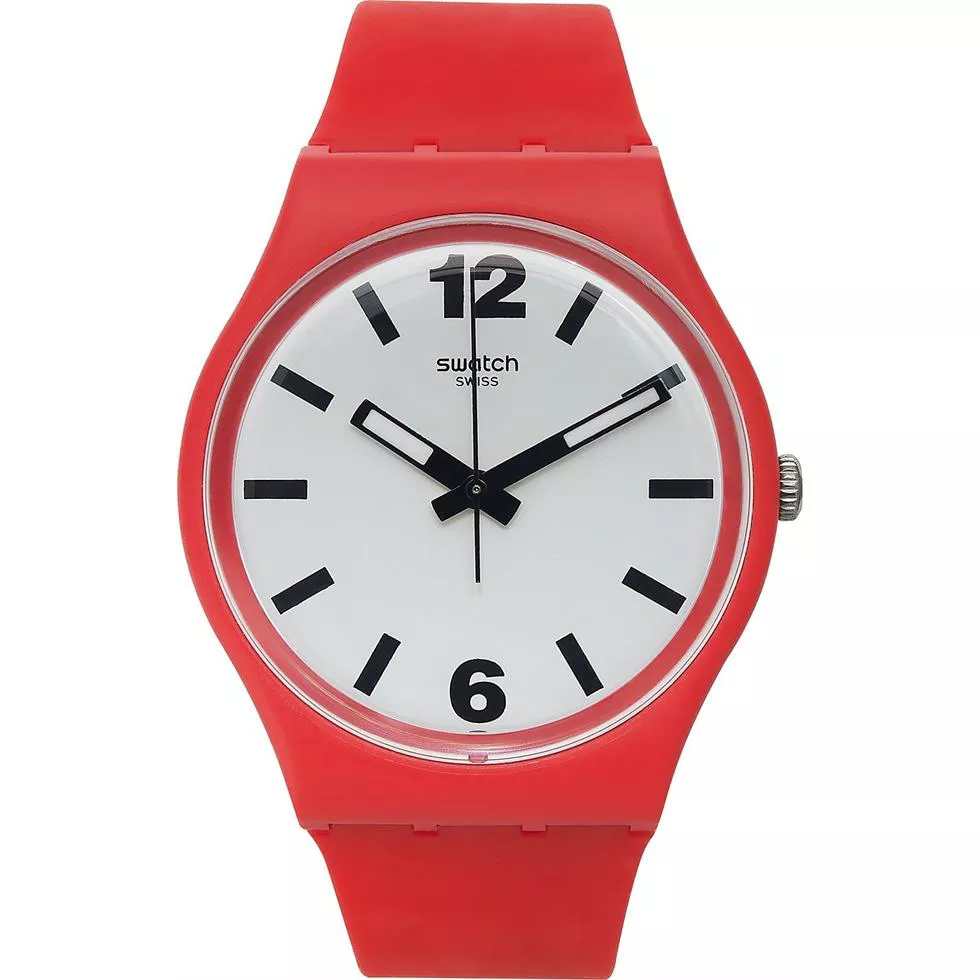 Swatch Unisex Swiss Red Silicone Watch 34mm