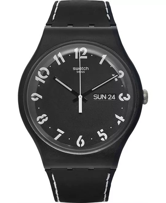 Swatch Unisex Swiss Scoprimi Black Silicone Watch 41mm 