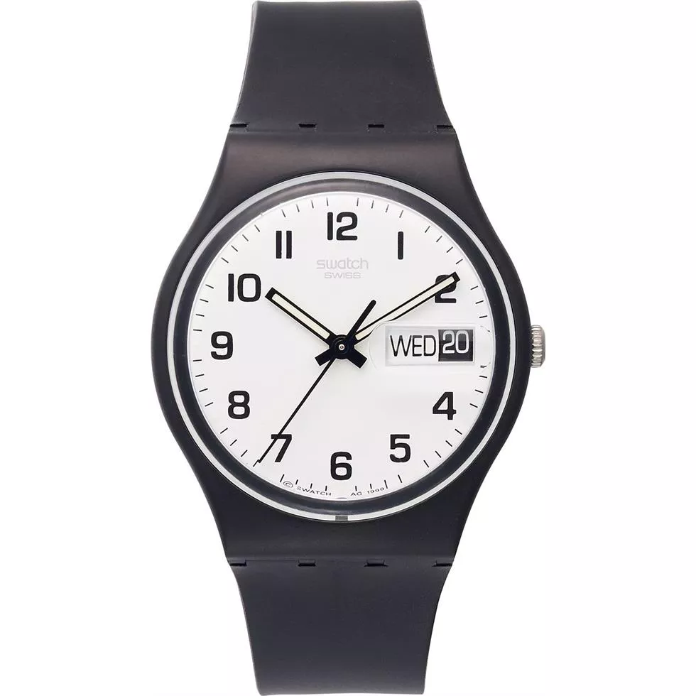 Swatch Watch, Unisex Swiss Black Plastic 34mm