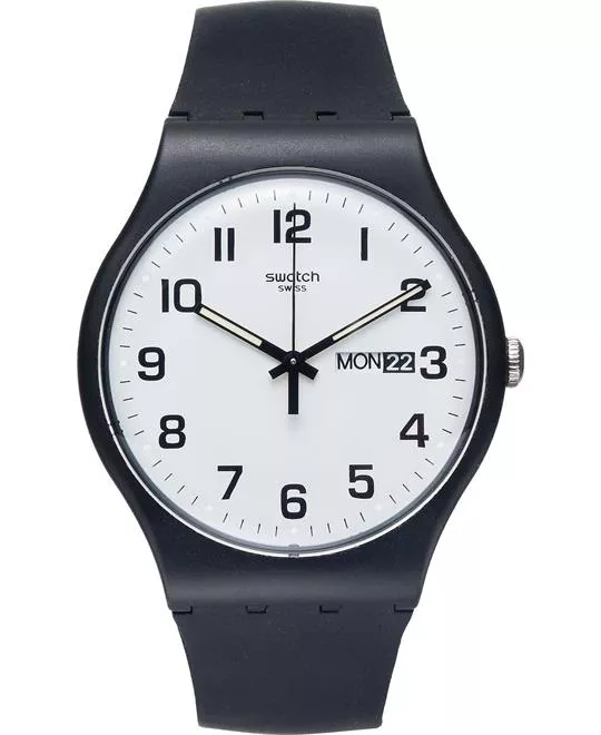 Swatch Watch, Unisex Swiss Black Silicone, 41mm 