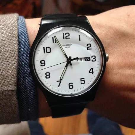 Swatch Watch, Unisex Swiss Black Silicone, 41mm 