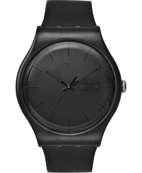 Swatch Watch, Unisex Swiss Black Silicone, 41mm