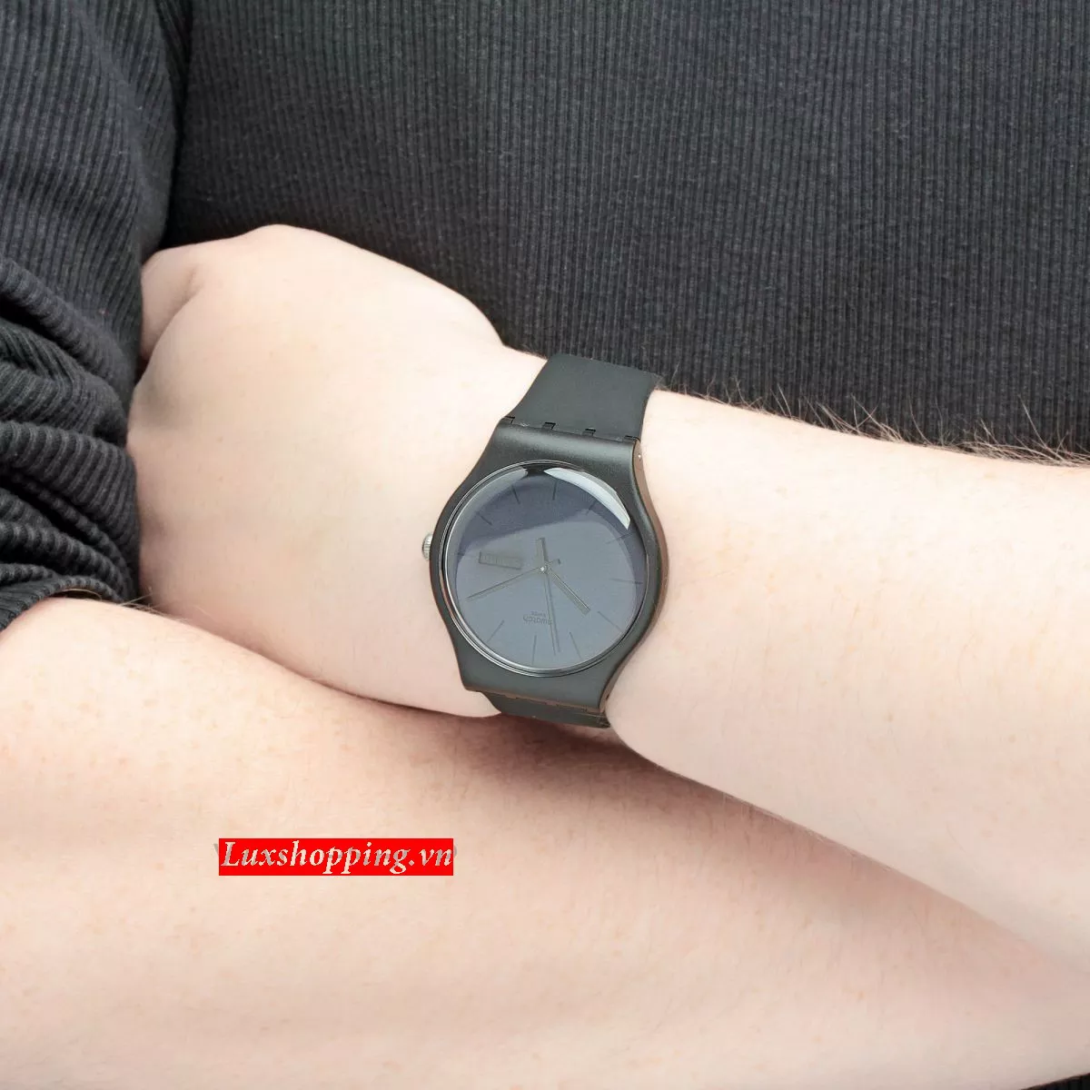 Swatch Watch, Unisex Swiss Black Silicone, 41mm