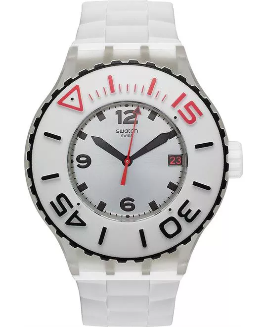Swatch Watch, Unisex Swiss Blanca White Silicone, 44mm 
