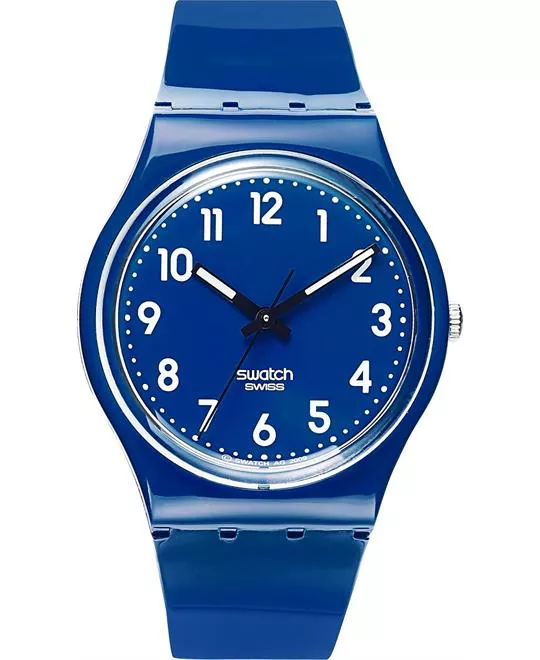 Swatch Watch, Unisex Swiss Blue Polyurethane, 34mm 