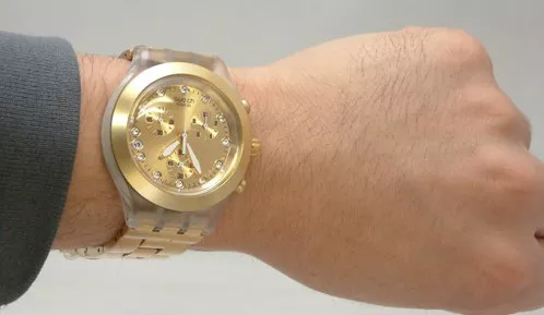Swatch Watch, Unisex Swiss Chronograph Gold-Tone, 43mm 