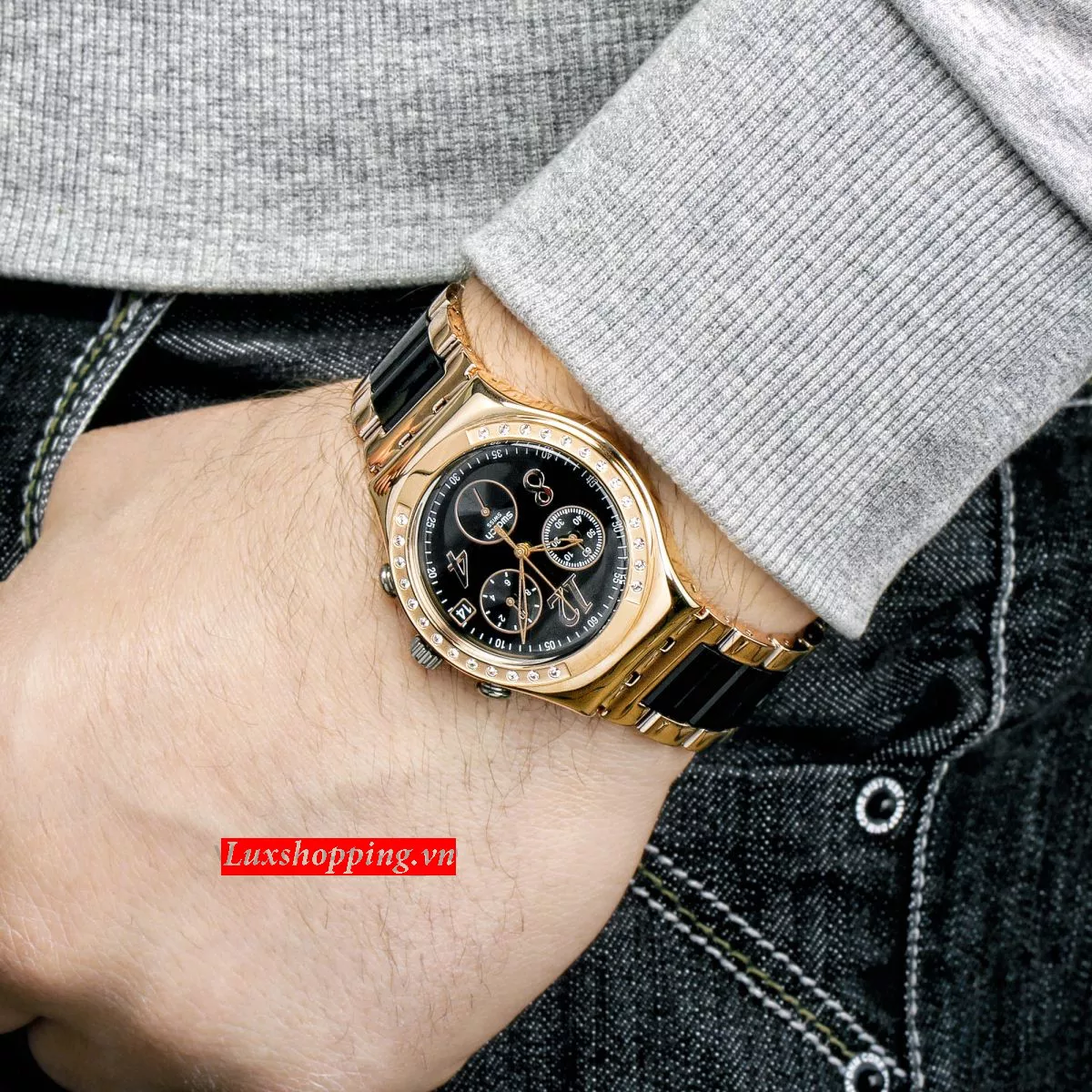 Swatch Watch, Unisex Swiss Chronograph Rose Gold 40mm