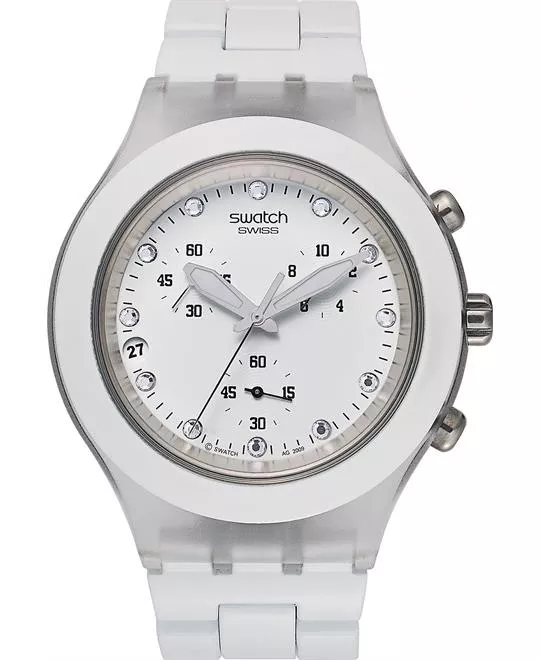 Swatch Watch, Unisex Swiss Chronograph White, 43mm 