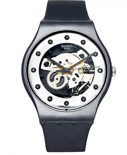 Swatch Watch, Unisex Swiss Glam Black Silicone, 41mm 