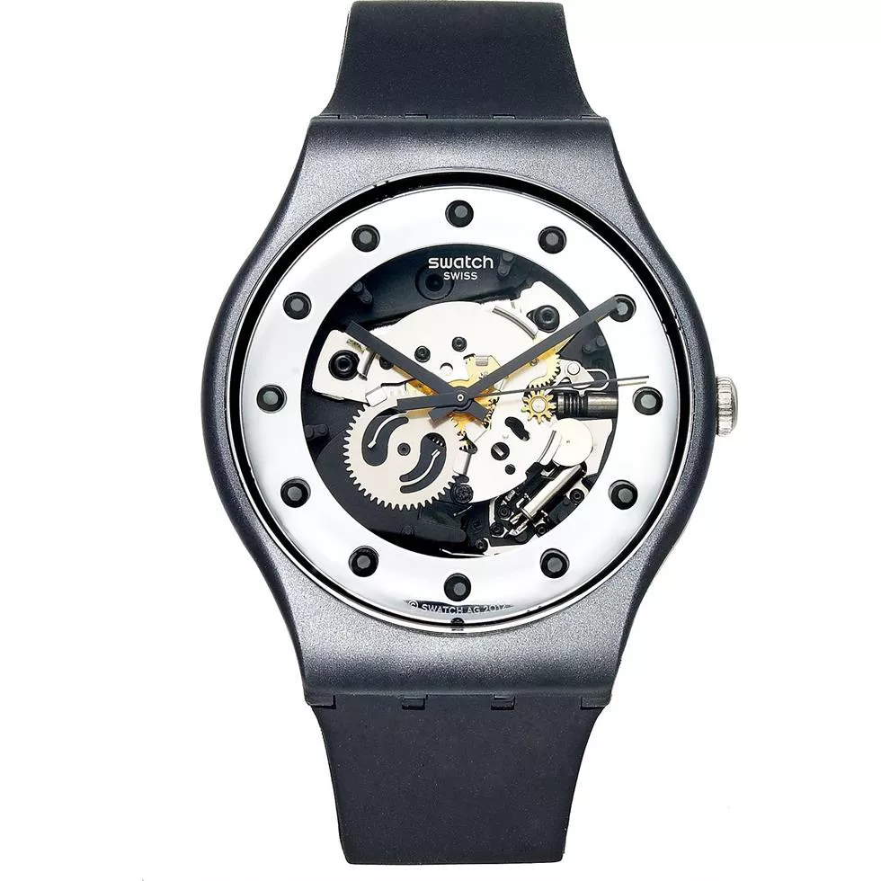 Swatch Watch, Unisex Swiss Glam Black Silicone, 41mm 