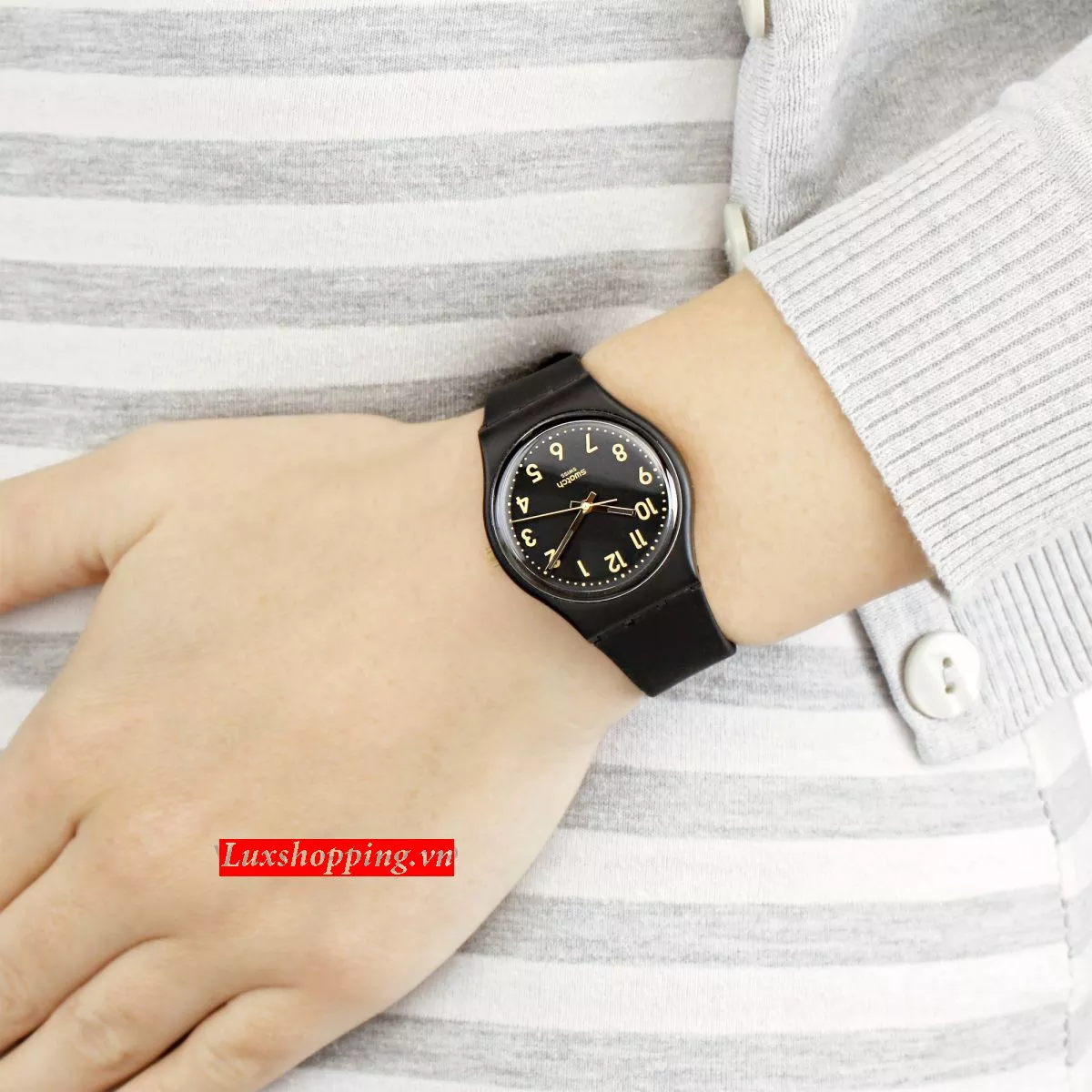 Swatch Watch, Unisex Swiss Golden Silicone, 34mm