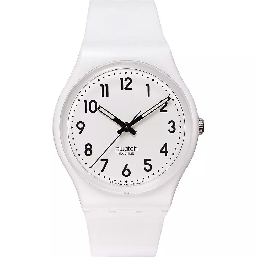Swatch Unisex Swiss Just White Polyurethane Watch 34mm 
