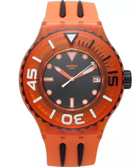 Swatch Watch, Unisex Swiss Orange Silicone, 44mm 