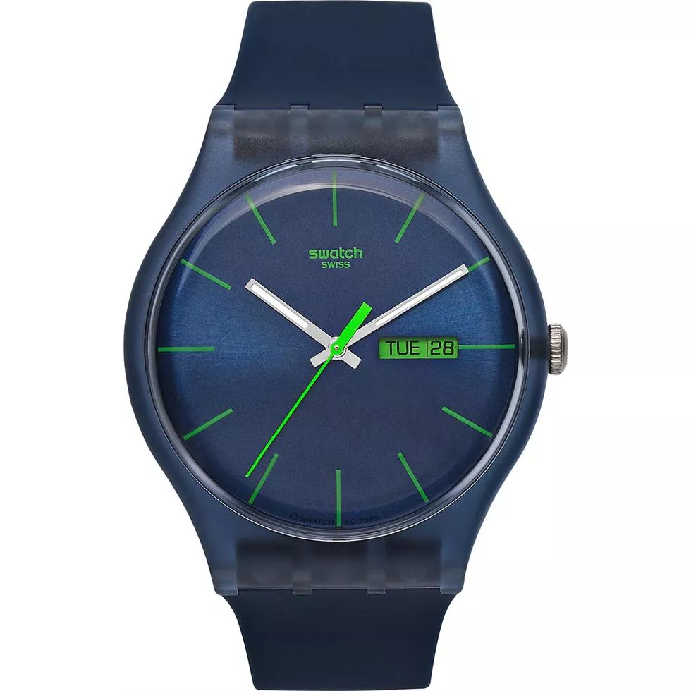 Swatch Watch, Unisex Swiss Rebel Blue Silicone, 41mm 