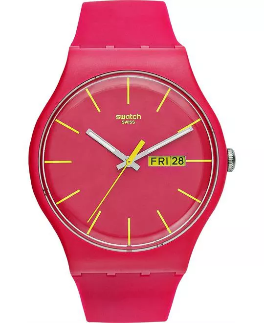 Swatch Watch, Unisex Swiss Rubine Rebel Pink Silicone, 41mm