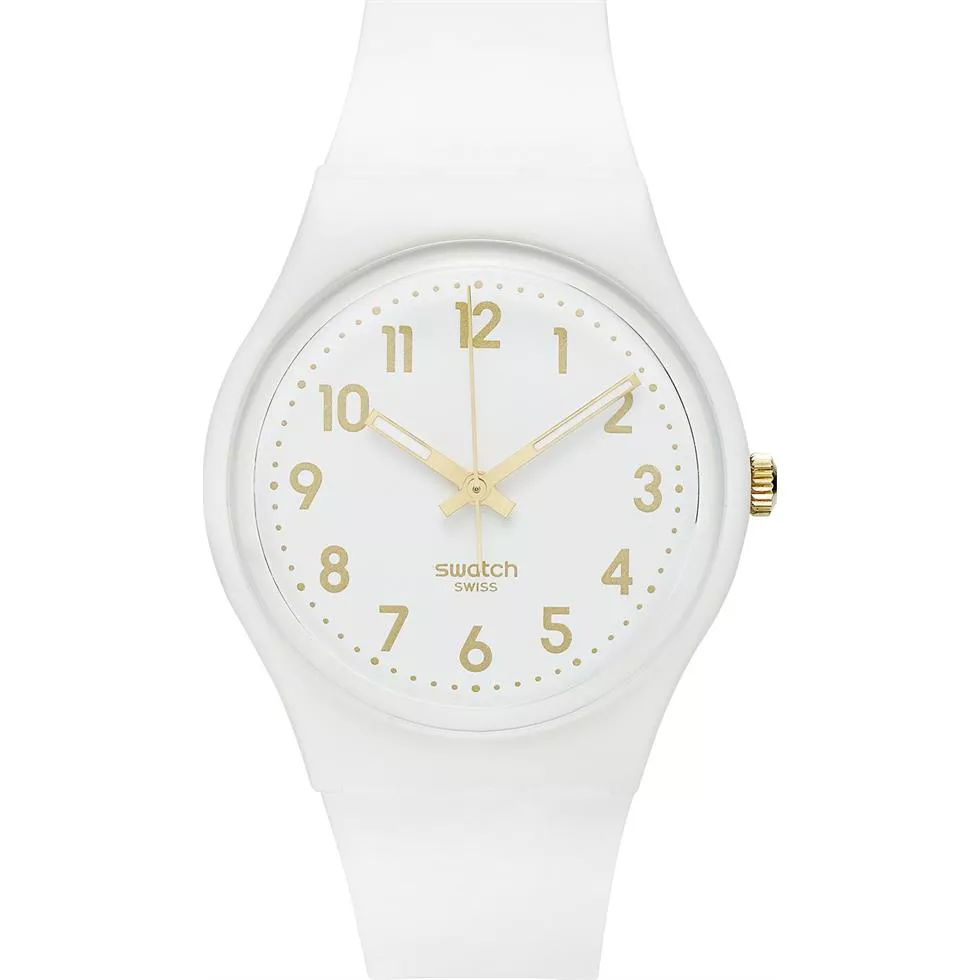 Swatch Unisex Swiss White Bishop Silicone Watch 41mm