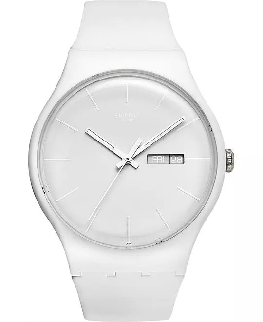 Swatch Watch, Unisex Swiss White Rebel Silicone, 41mm