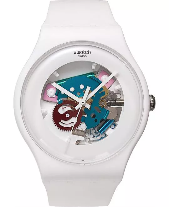 Swatch Watch Unisex Swiss White Silicone 41mm 