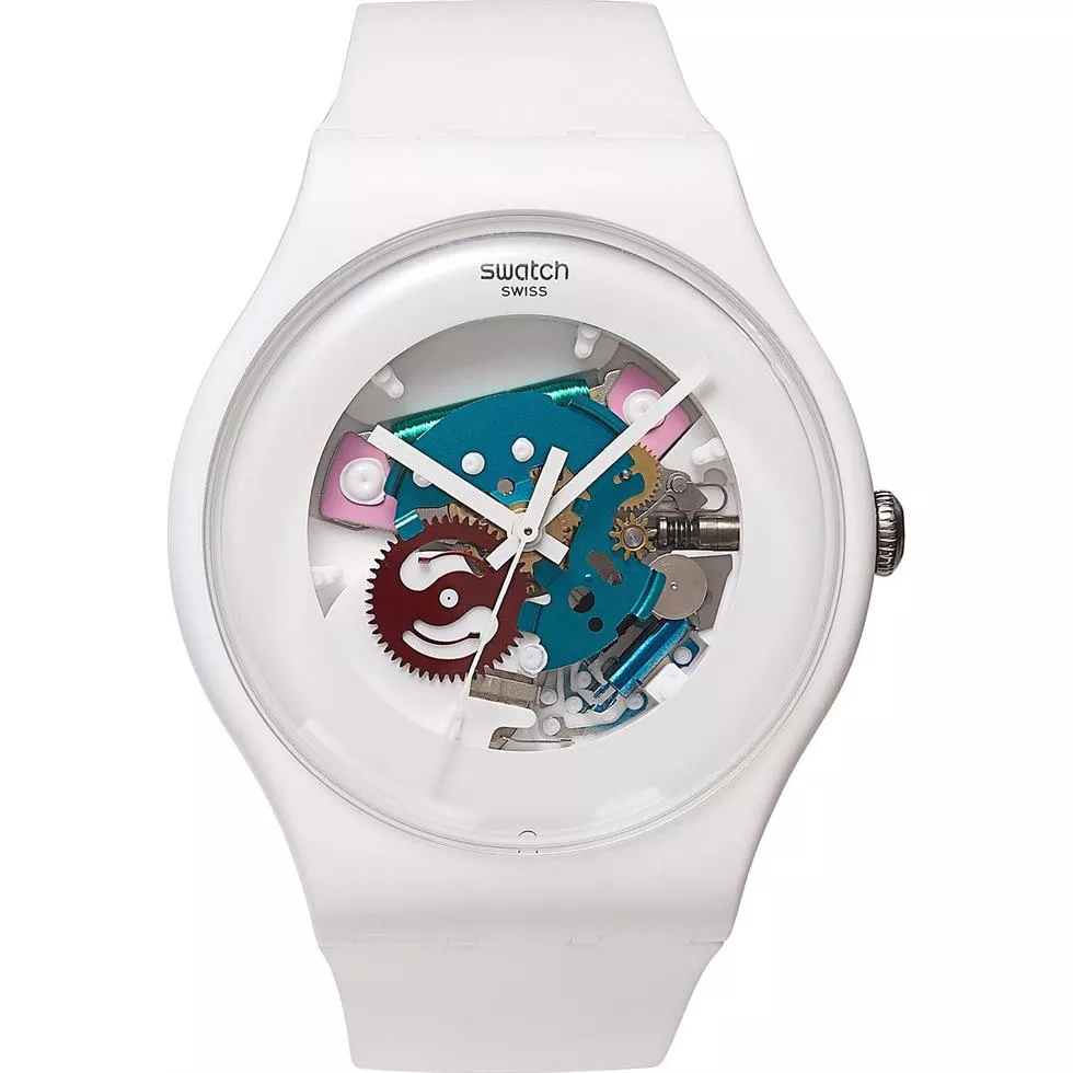 Swatch Watch Unisex Swiss White Silicone 41mm 
