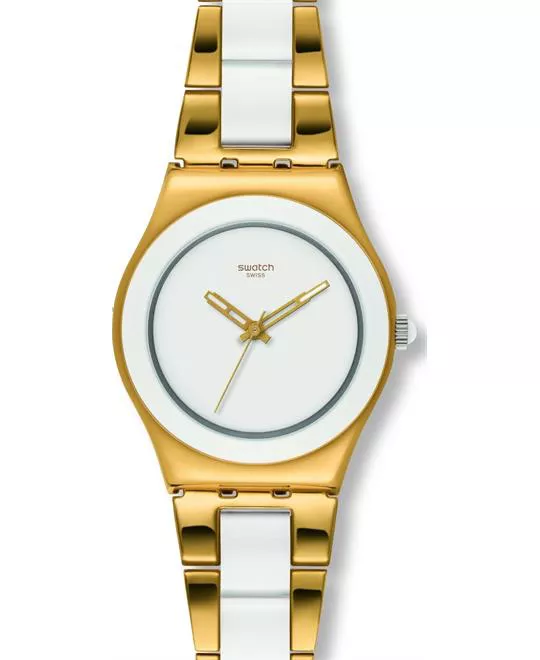 Swatch Yellow Pearl Gold-Tone Ladies Watch 32mm