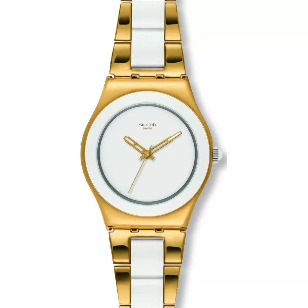 Swatch Yellow Pearl Gold-Tone Ladies Watch 32mm