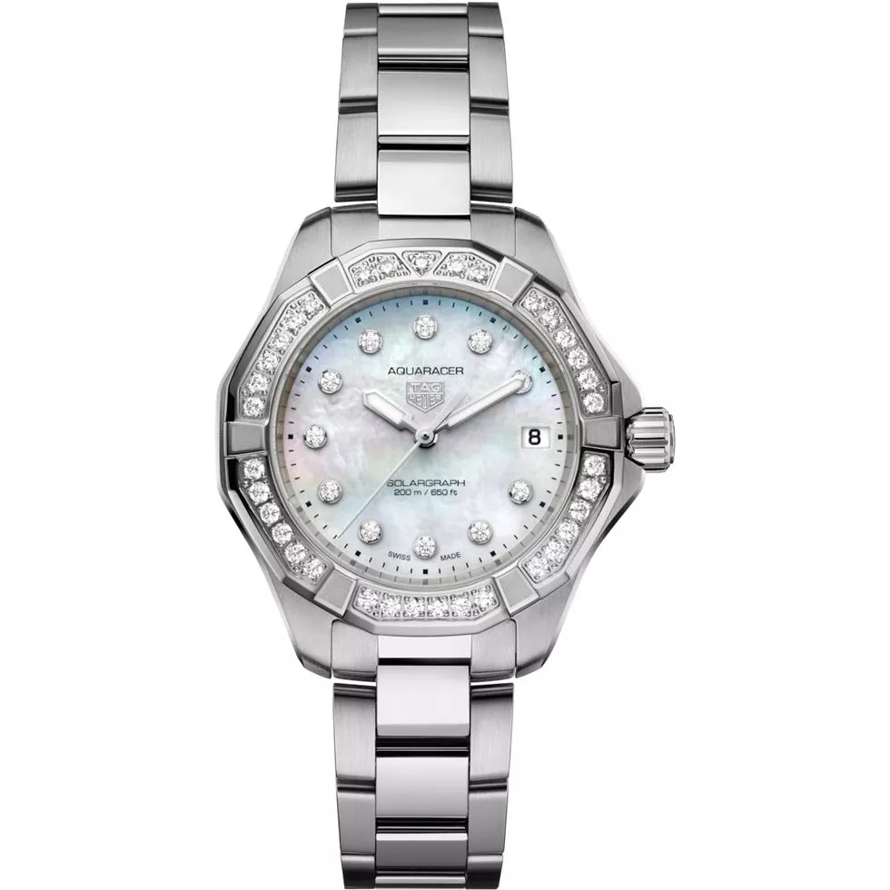 TAG Heuer Aquaracer Silver Diamonds Watch 34 mm