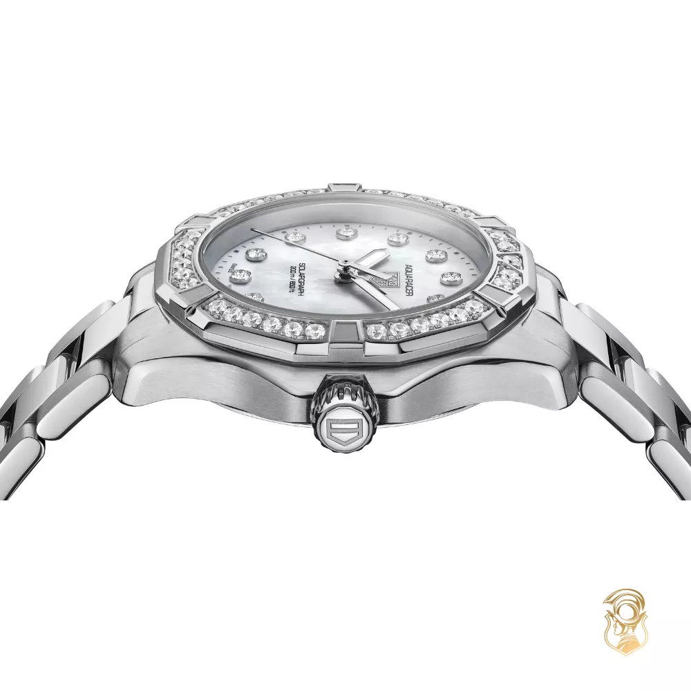 TAG Heuer Aquaracer Silver Diamonds Watch 34 mm