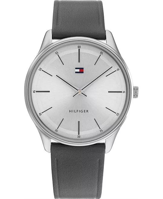 Tommy Casual Watch With Gray Leather Strap 40mm