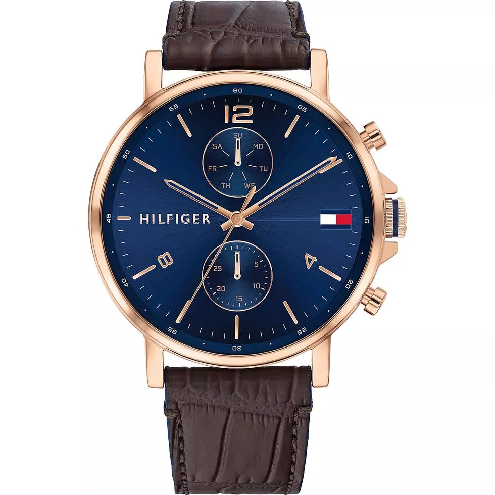 Tommy Classic Rose Gold Watch With Leather Strap 44mm