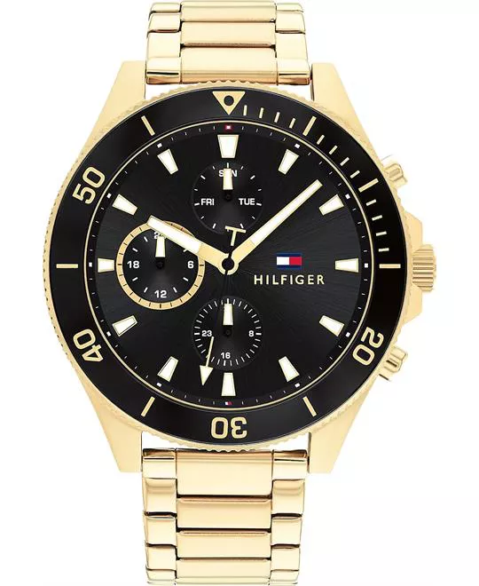 Tommy Gold Explorer Bracelet Watch With Black Dial 46mm
