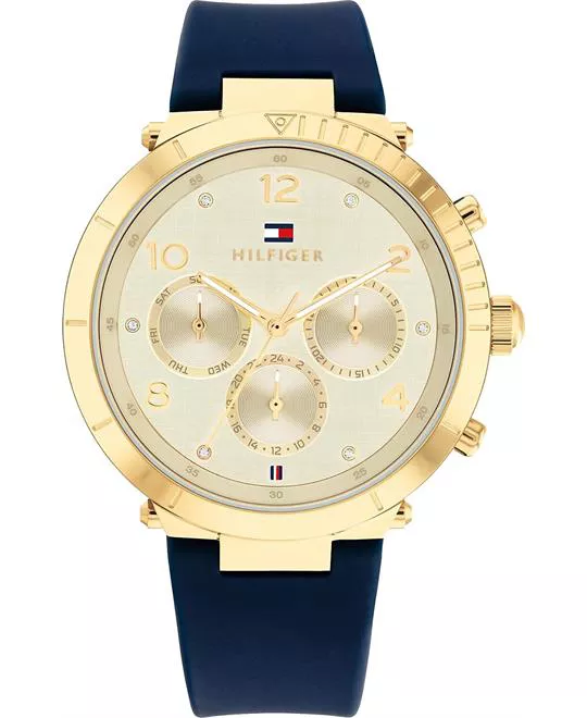 Tommy Gold Watch With Navy Silicone Strap 38mm
