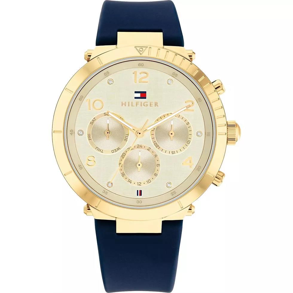 Tommy Gold Watch With Navy Silicone Strap 38mm