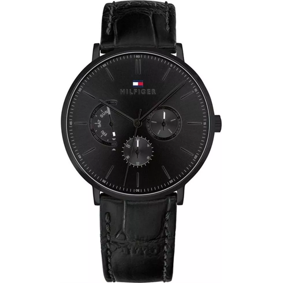 Tommy Hilfiger Black Leather Men's Watch 40mm