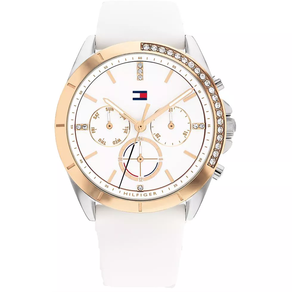 Tommy Hilfiger Crystal Accents White Silicone Watch 38mm