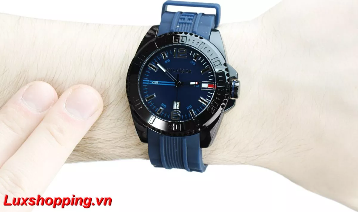 Tommy Hilfiger Men's Blue Silicone  Watch 46mm