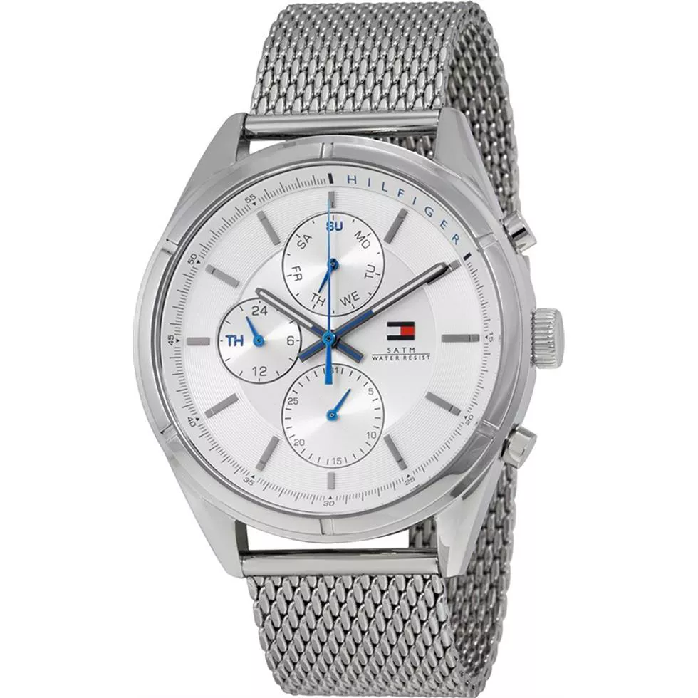 Tommy Hilfiger Men's  Lux Silver-Tone Watch 44mm