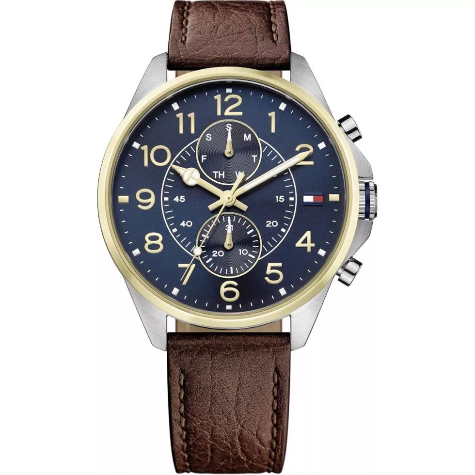 Tommy Hilfiger Multifunctional Men's Leather Watch 47mm