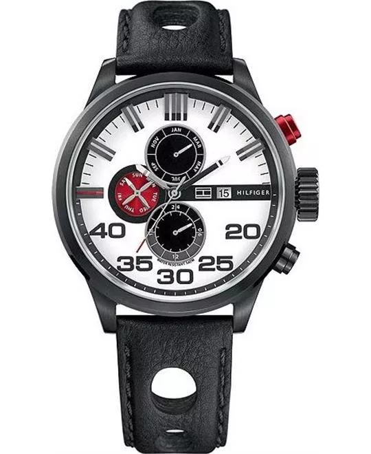 Tommy Hilfiger white dial black cut-out men watch 45mm