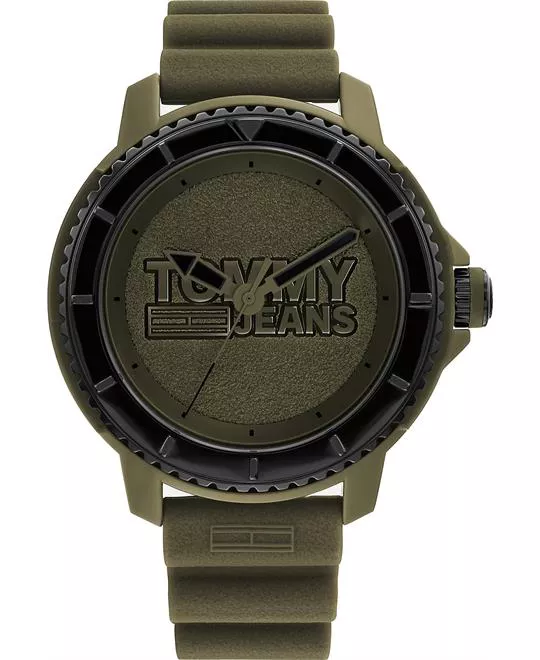 Tommy Jeans Logo With Green Silicone 45mm