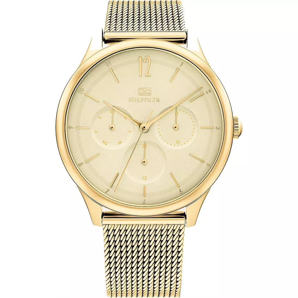 Tommy Minimalist Sub Dial Watch With Gold Mesh Strap 38mm