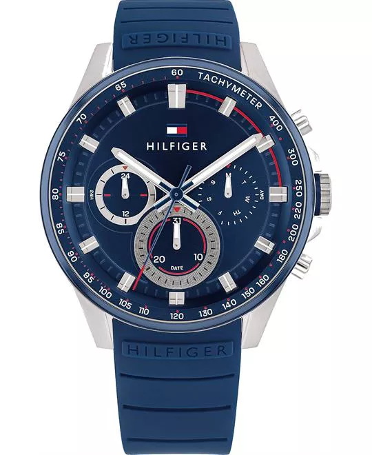 Tommy Racing Watch With Blue Silicone Strap 44mm