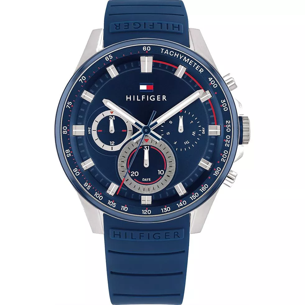 Tommy Racing Watch With Blue Silicone Strap 44mm