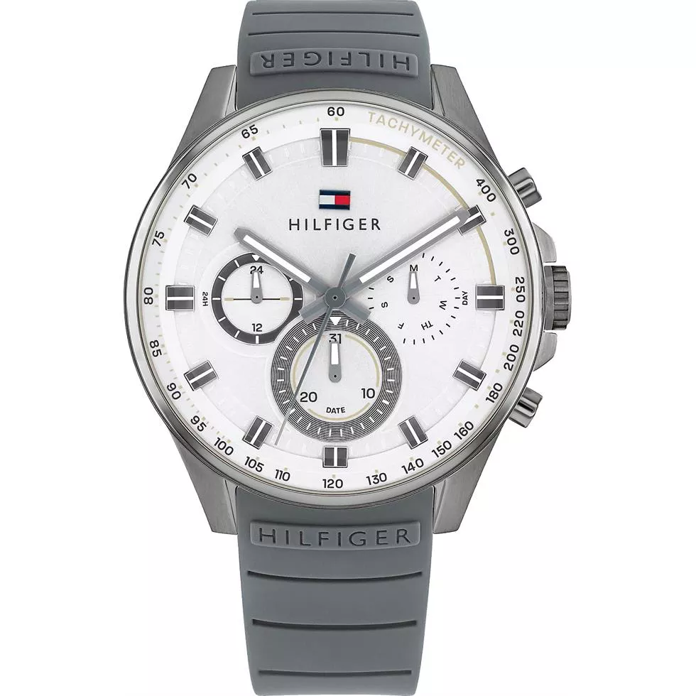 Tommy Racing Watch With Gray Silicone Strap 44mm