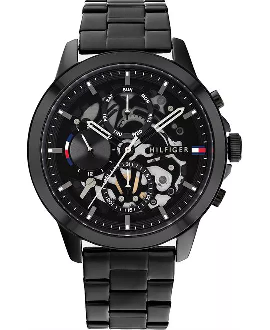 Tommy Skeleton Watch With Black Ion-Plated Bracelet 44mm
